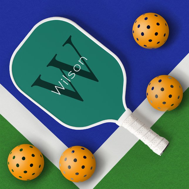 Basic Green Monogram Initial & Name Pickleball Paddle (Creator Uploaded)