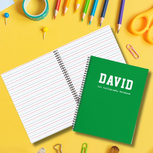 Basic Green Personalized Kindergarten Calligraphy  Notebook