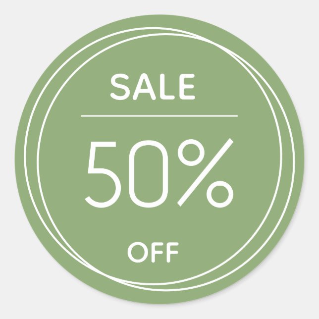 Basic green store promotion sale sticker  (Front)