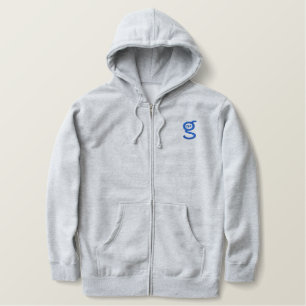 Basic Grey Zip Hoodie w Blue Logo