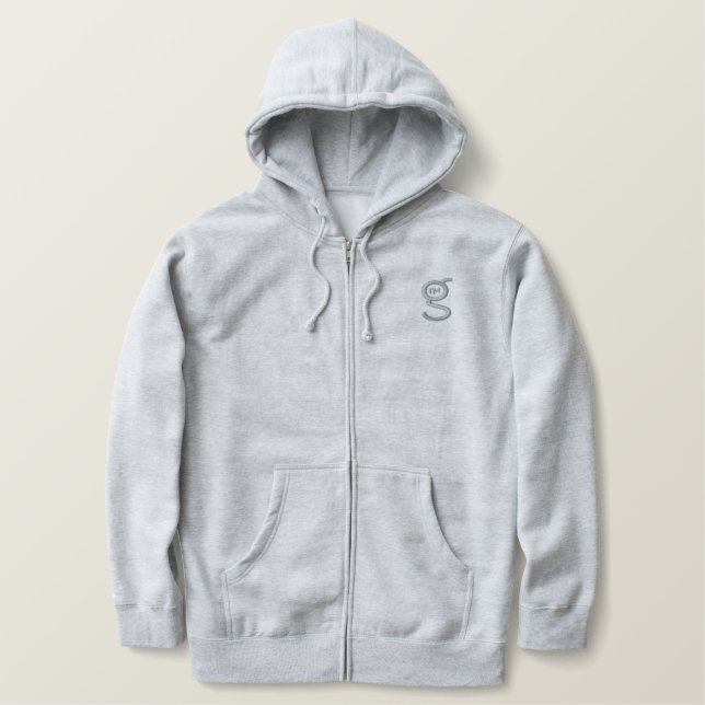 Basic Grey Zip Hoodie w Grey Logo (Design Front)