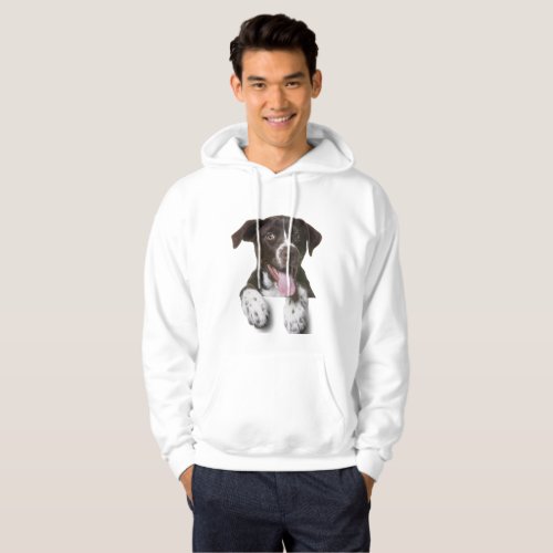 Basic hooded dog photo men sweatshirt