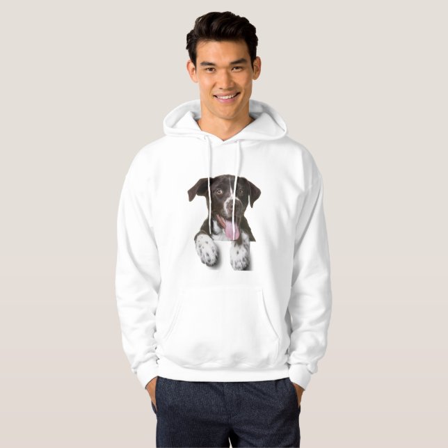 Basic hooded dog photo men sweatshirt (Front Full)