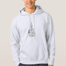 Basic Hooded Sweatshirt With Christmas Tree print