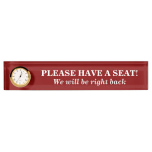 Basic, Humble "PLEASE HAVE A SEAT!" Desk Name Plate