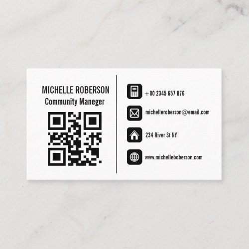 Basic info icons and qr Business Card