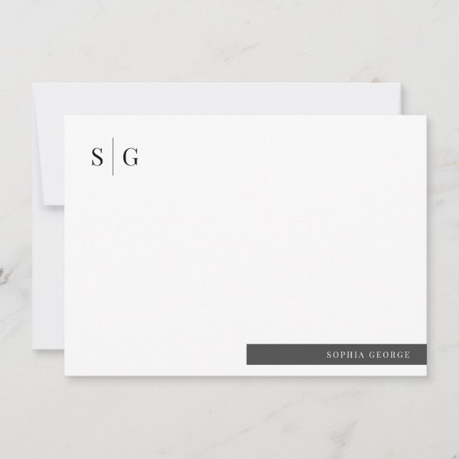 Basic Initial Name Simple Personalized Note Card (Front)