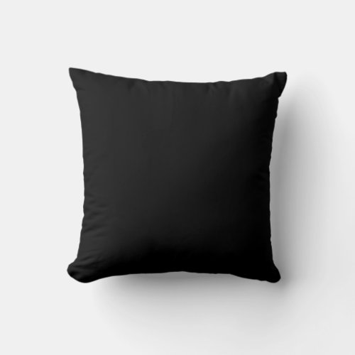 Basic Jet Ink Black Solid One Color Monochromatic Throw Pillow