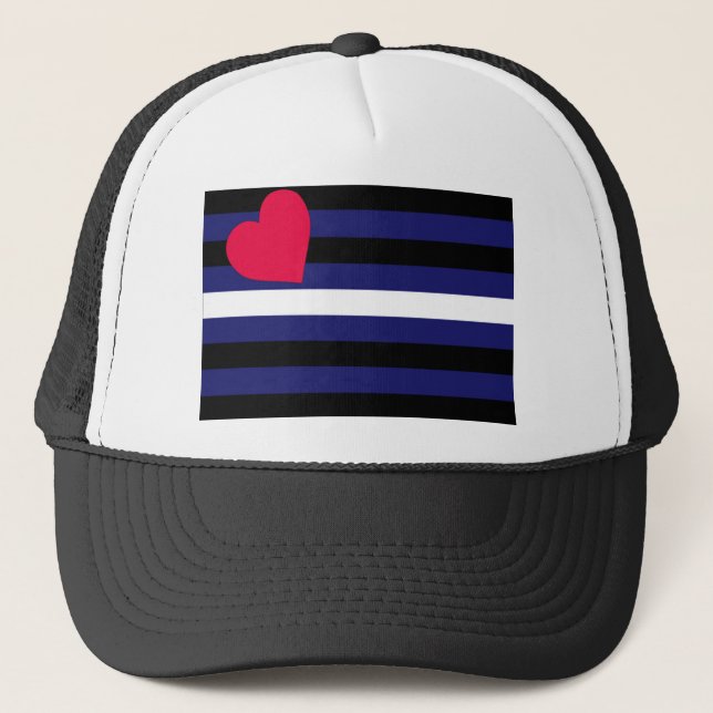 Basic Leather Pride Flag Trucker Hat (Front)