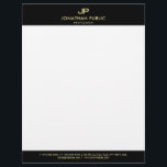 Basic Letterhead Elegant Black White Gold Monogram<br><div class="desc">Basic Letterhead Elegant Black White Gold Monogram Simple Modern Template Letterhead.</div>