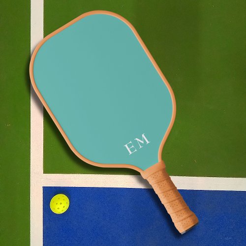 Basic Light Blue Monogram Initials Pickleball Paddle