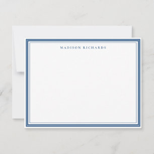 Basic Light Navy Blue 3 Border Personalized Note Card