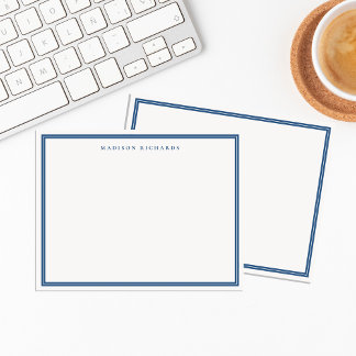 Basic Light Navy Blue Border Personalized Note Card
