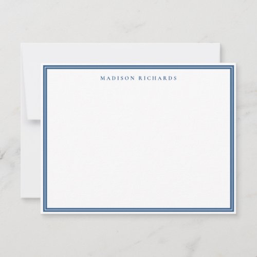 Basic Light Navy Blue Border Personalized  Note Card