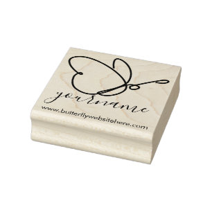 Basic Line Art Drawing Signature Butterfly Rubber Stamp