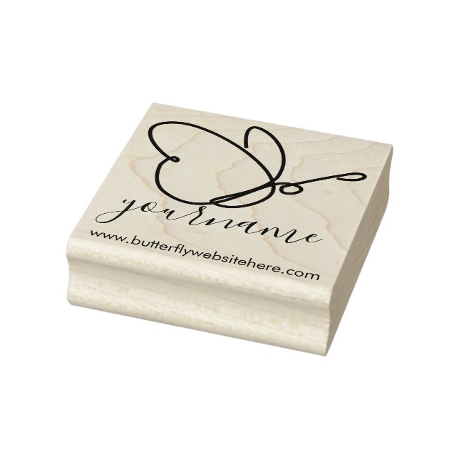 Basic Line Art Drawing Signature Butterfly Rubber Stamp (Stamp)