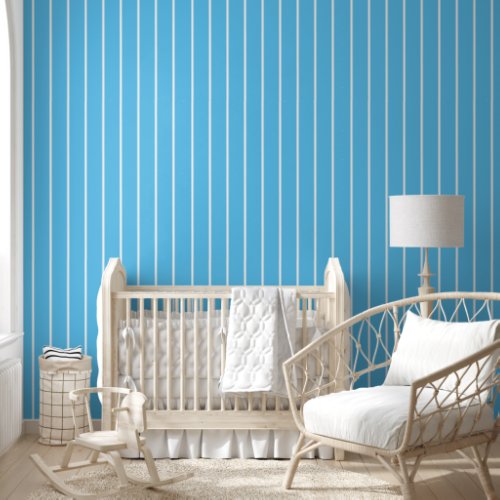 Basic Lite Blue White Pin Stripes Minimal Wallpaper