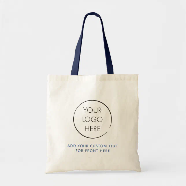 Basic Logo Custom Bag, Business or Shop, Blue Text Tote Bag | Zazzle