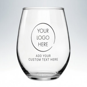 Basic Logo Custom, Business or Marketing Stemless Wine Glass