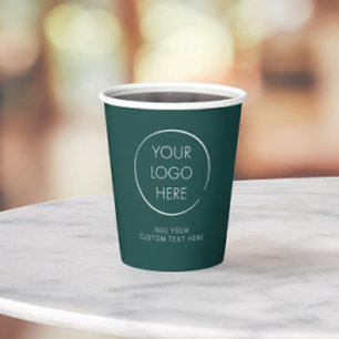 Basic Logo Custom, Business or Marketing Teal Paper Cups