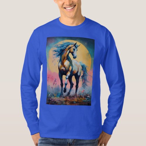 Basic long sleeve horse t_shirt 