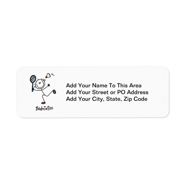 Basic Male Stick Figure Badminton Label (Front)