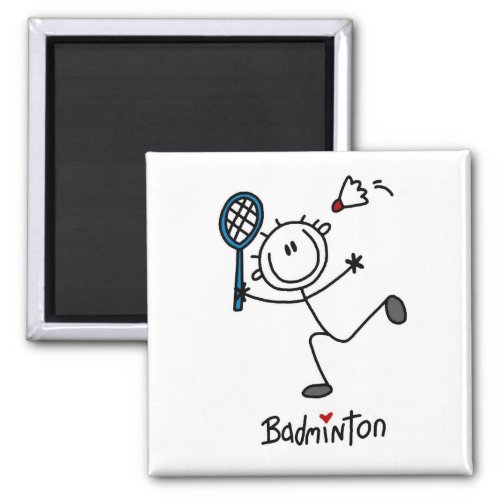 Basic Male Stick Figure Badminton Magnet
