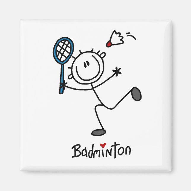 Basic Male Stick Figure Badminton Magnet (Front)
