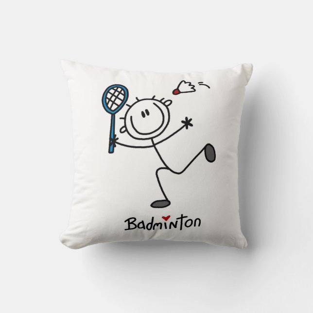 Basic Male Stick Figure Badminton Throw Pillow (Front)