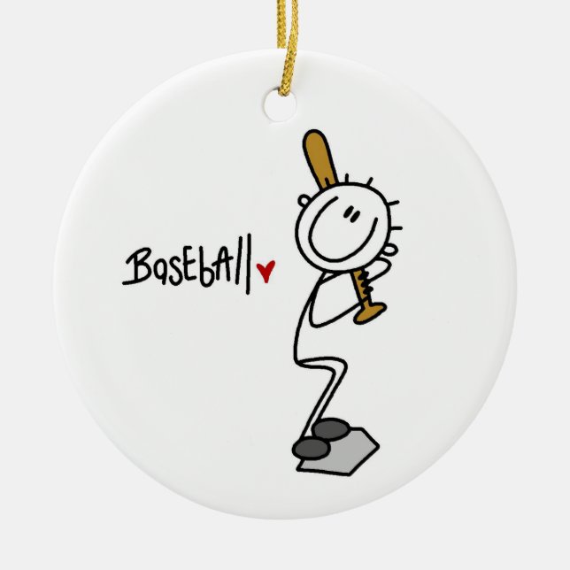Basic Male Stick Figure Baseball T-shirts and Gift Ceramic Ornament (Front)