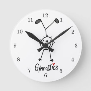 Basic Male Stick Figure Gymast T-shirts and Gifts Round Clock