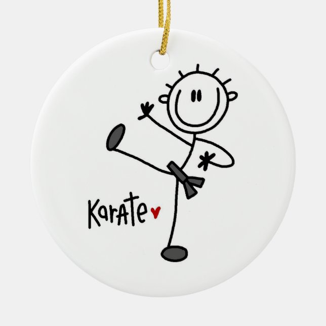 Basic Male Stick Figure Karate T-shirts and Gifts Ceramic Ornament (Front)