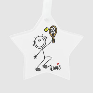 Basic Male Stick Figure Tennis Player Ornament