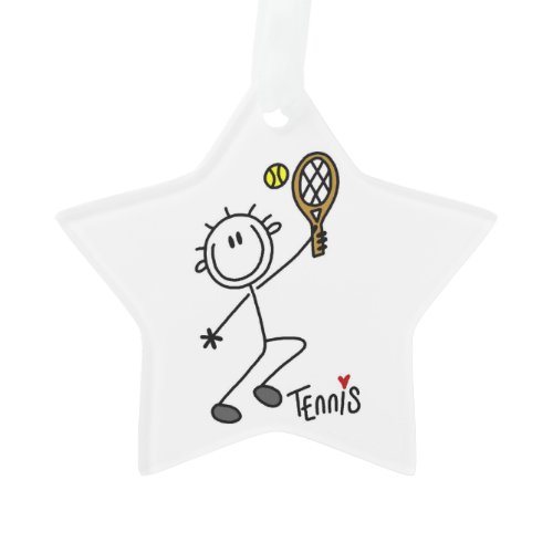 Basic Male Stick Figure Tennis Player Ornament