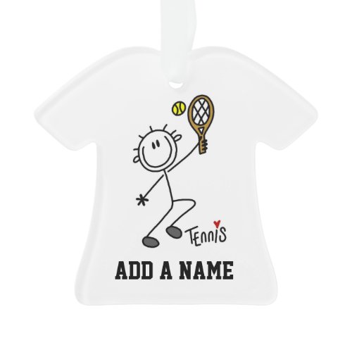 Basic Male Stick Figure Tennis Player Ornament