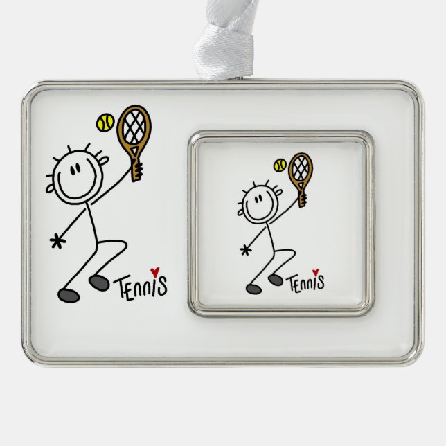 Basic Male Stick Figure Tennis Player Ornament (Front)