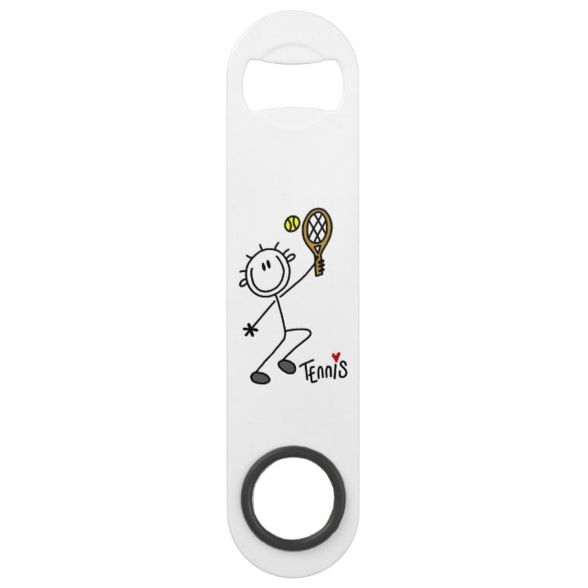 Basic Male Stick Figure Tennis Player Speed Bottle Opener (Front)