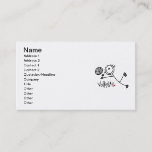 Basic Male Stick Figure Volleyball Business Card