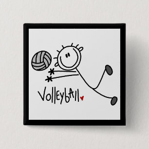 Basic Male Stick Figure Volleyball Button