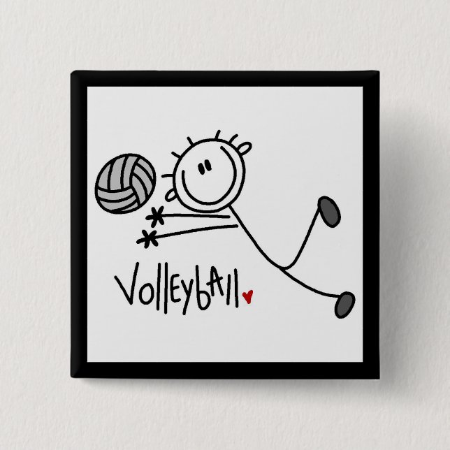 Basic Male Stick Figure Volleyball Button (Front)