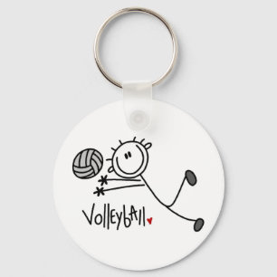 Basic Male Stick Figure Volleyball Keychain
