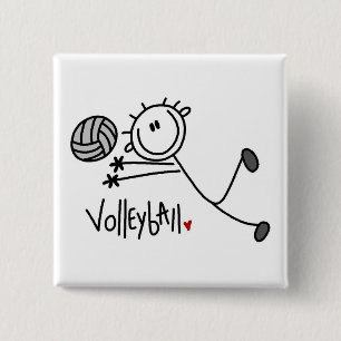 Basic Male Stick Figure Volleyball Pinback Button