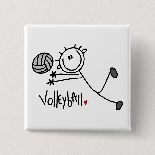 Basic Male Stick Figure Volleyball Pinback Button (Front)