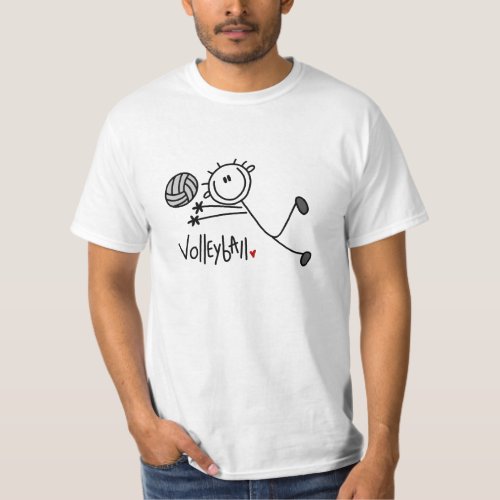 Basic Male Stick Figure Volleyball T_Shirt