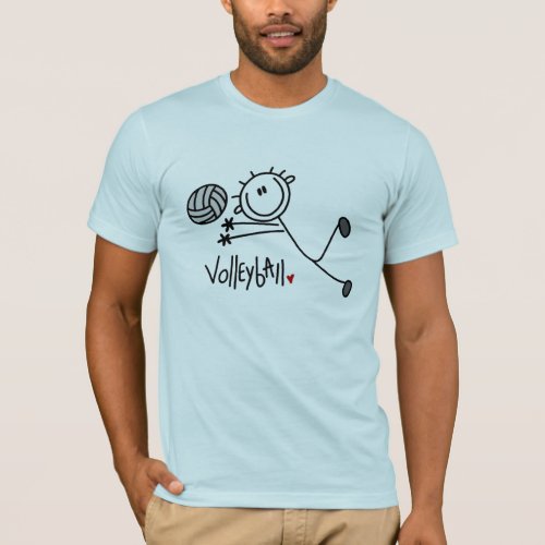 Basic Male Stick Figure Volleyball T_Shirt