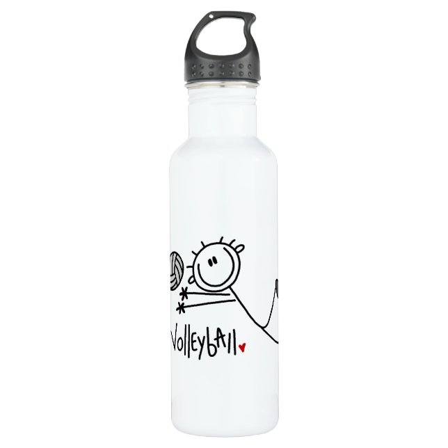 Basic Male Stick Figure Volleyball Water Bottle (Front)