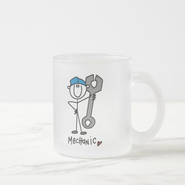 Basic Mechanic T-shirts and Gifts Frosted Glass Coffee Mug (Right)