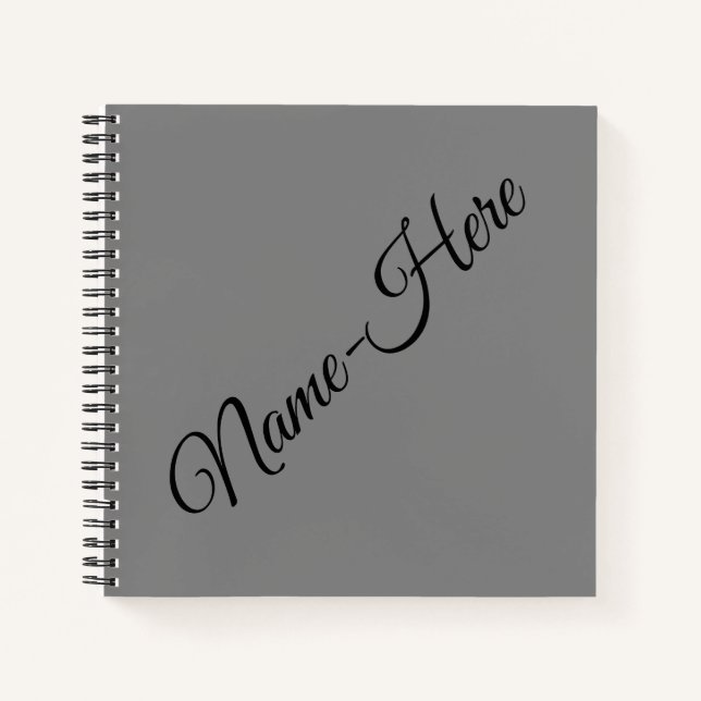 Basic, Minimal, Gray Background w/ Black Name Notebook (Front)