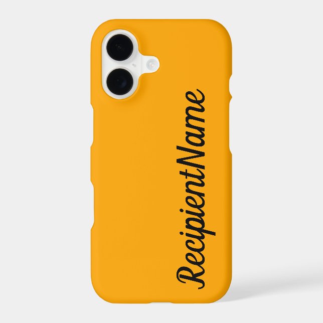 Basic, Minimal, Orange Background and Black Name Iphone Case (Back)