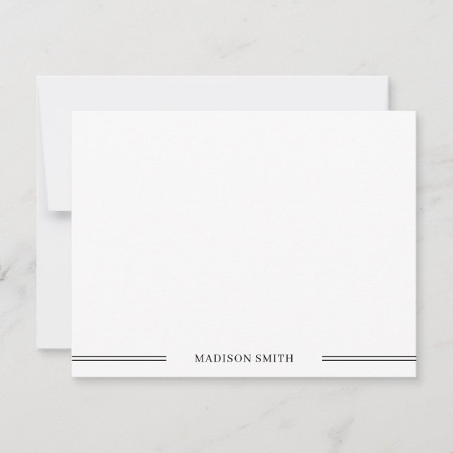 Basic Minimalist Black White Stationery Note Card (Front)